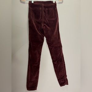 American Apparel Maroon Velvet High Rise Skinny Jean